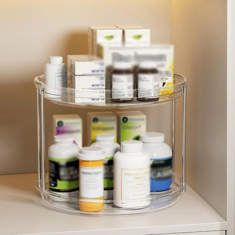 Two-Tier Rotating Spice & Condiment Organizer