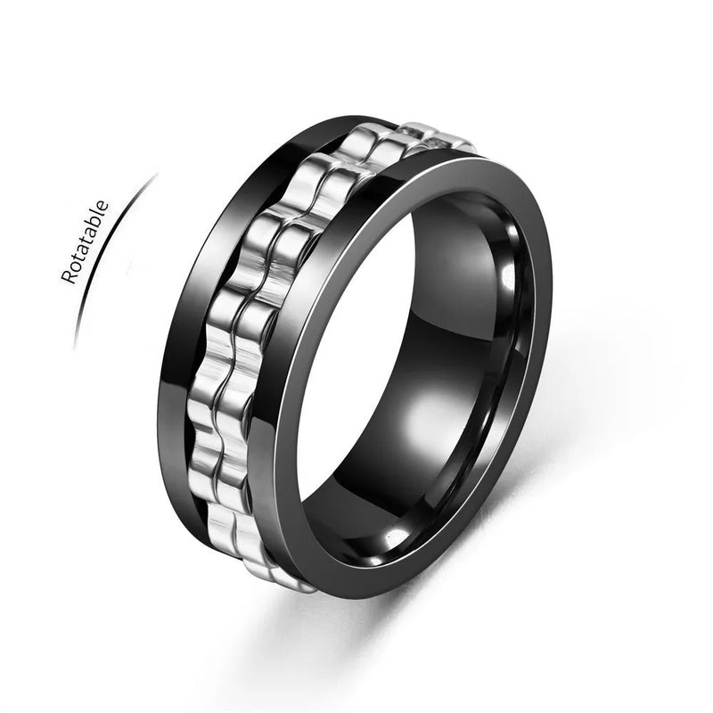 Gear-Chain Rotating Anxiety Ring