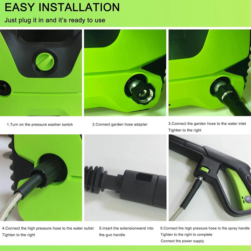 Electric High-Pressure Washer with Foam Cannon and 32ft Hose