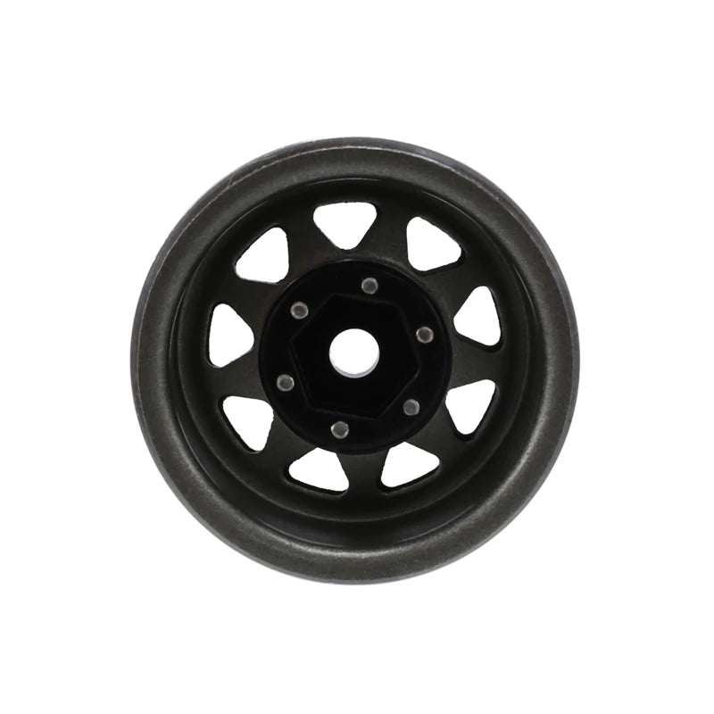 Black steel beadlock wheel set for 1/24 RC crawlers