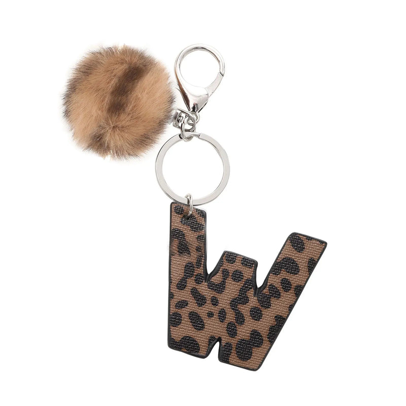 Leopard Print Letter Keychain