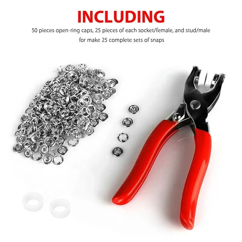 Snap Fastener Kit with Pliers – 400-Piece Metal Buttons