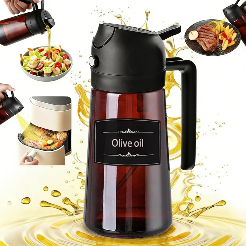 2-in-1 Öl-Sprühflasche & Dosierflasche aus braunem Glas