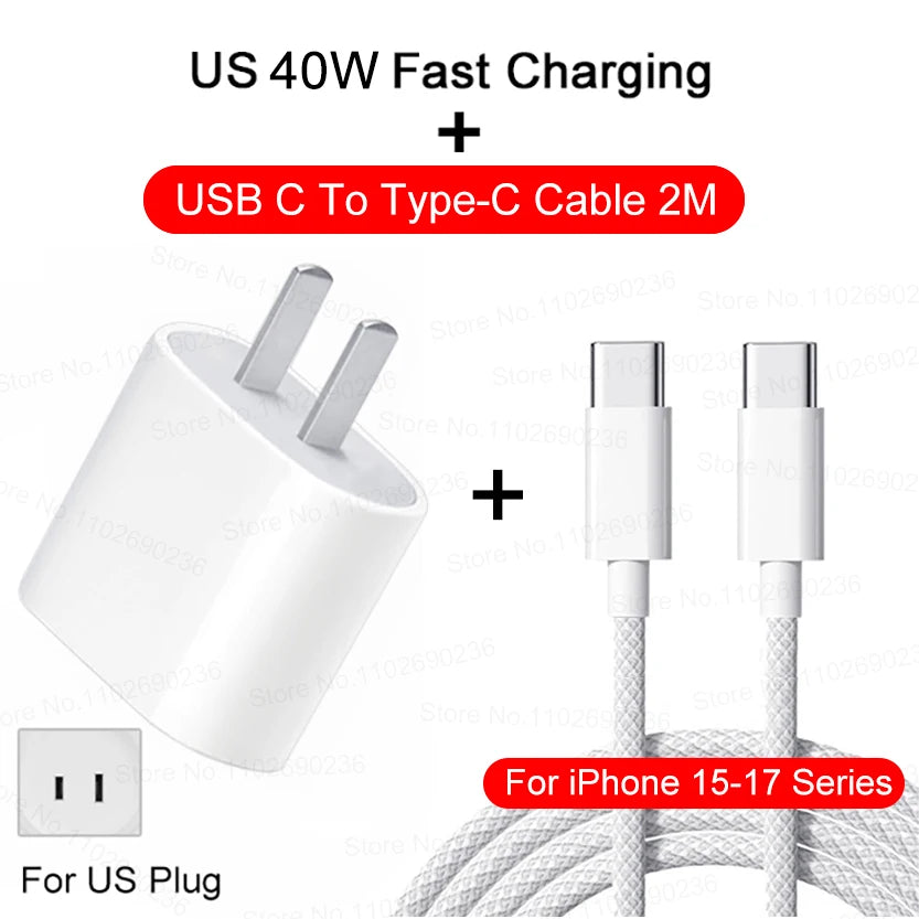 USB-C 40W Fast Charger with 1M Cable for iPhone