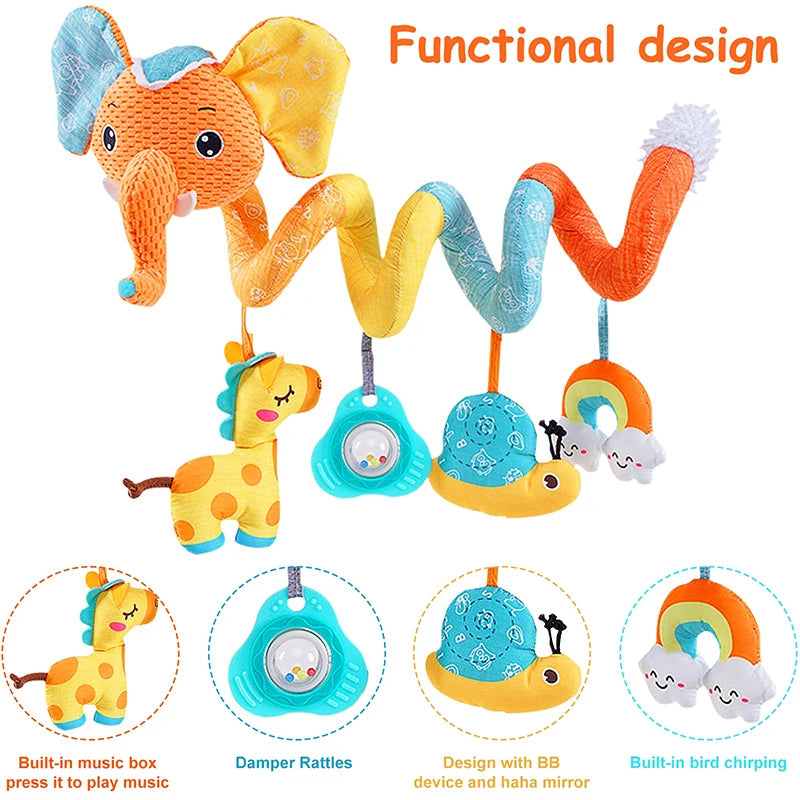 Soft Car Seat & Stroller Toy Set with Mirror, Crinkle, and Squeaky Sounds