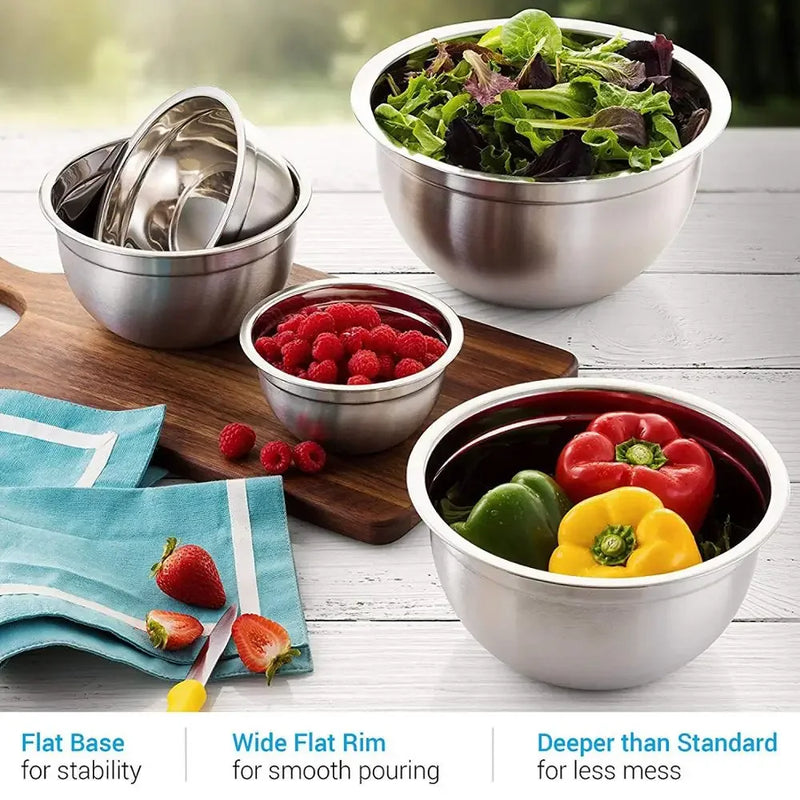 Juego de Bowls de Acero Inoxidable con Tapas Herméticas