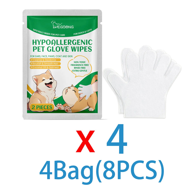 Disposable Pet Cleaning Gloves with Coconut Oil & Glycerin