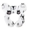 White baby car seat head and neck support pillow with animal designs and safety straps