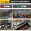 A set of three collapsible magnetic parts trays used for organizing small tools and hardware.