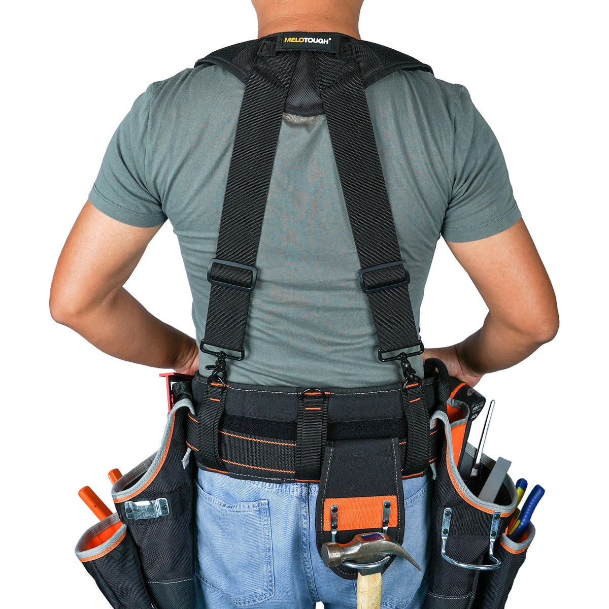 Heavy-Duty Padded Tool Belt Suspenders with Detachable Phone Holder