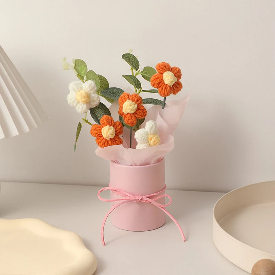 Handcrafted Yarn Flower Bouquet with Vase – Everlasting Home Décor