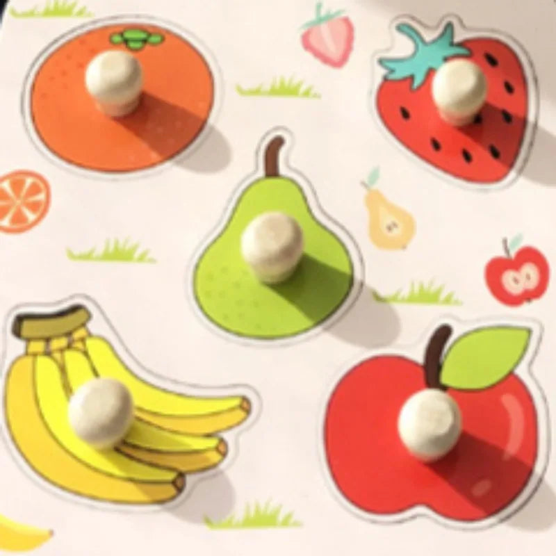 Wooden Fruit Shape Matching Puzzle Board for Toddlers
