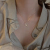 Double Cross Zircon Pendant Necklace