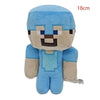 A light blue soft plush doll resembling the Minecraft character Steve.