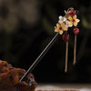 Handcrafted Wooden Hairpin with Flower Tassel