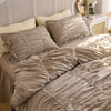 Washed Cotton Ruffle Bedding Set with Bow Ties – Pure White