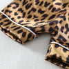 Kids' Cartoon Leopard Print Pajama Set with Short Sleeves