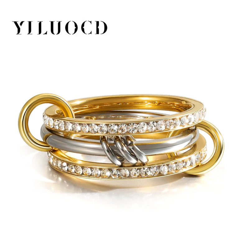 Stainless Steel Cubic Zirconia Stackable Rings