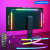 An RGBIC LED monitor backlight strip is shown illuminating a black monitor screen and a separate flexible light strip.