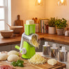 Multi-Function Rotary Cheese Grater with Suction Base and Round Mandoline Slicer