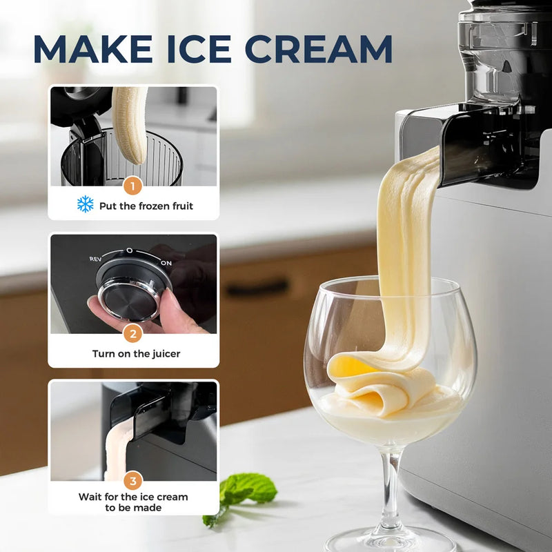 Slow Juicer with Large Feed Chute and Auto Pulp Ejection
