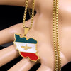 Stainless Steel Map Flag Pendant Necklace