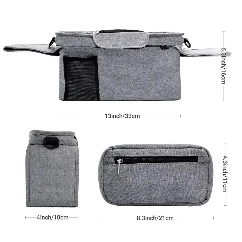 Universal Stroller Organizer with Insulated Cup Holders and Detachable Phone Bag