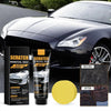 A black car is shown next to a tube of scratch repair wax for restoring gloss and removing light scratches.