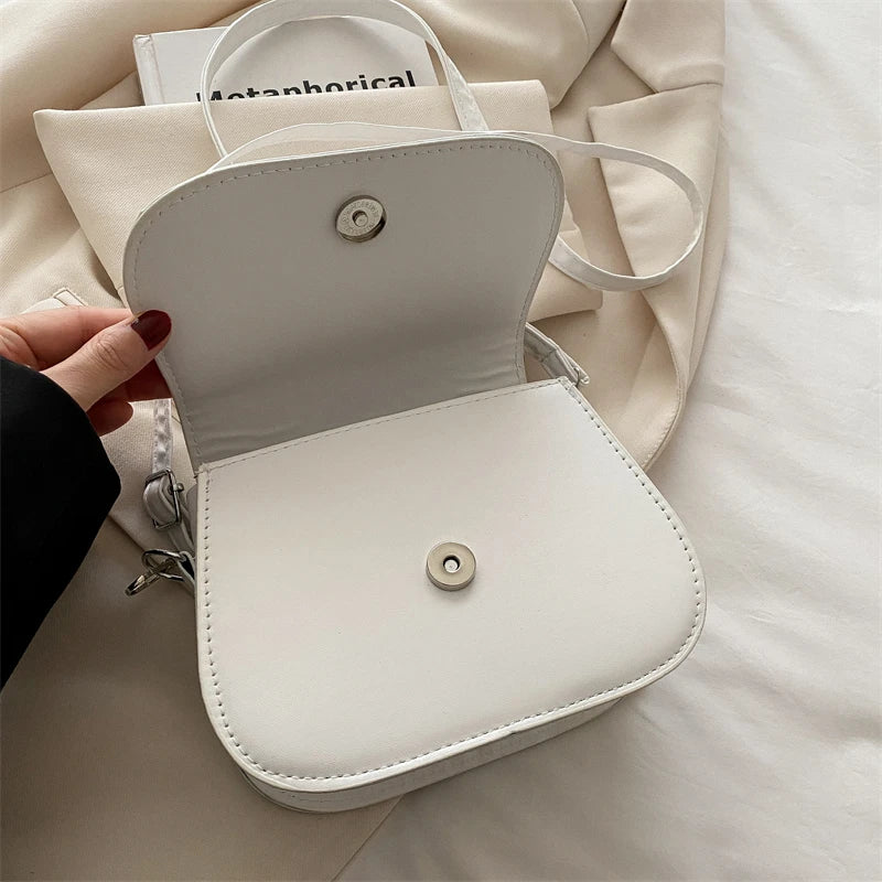 Solid Color Saddle Crossbody Bag
