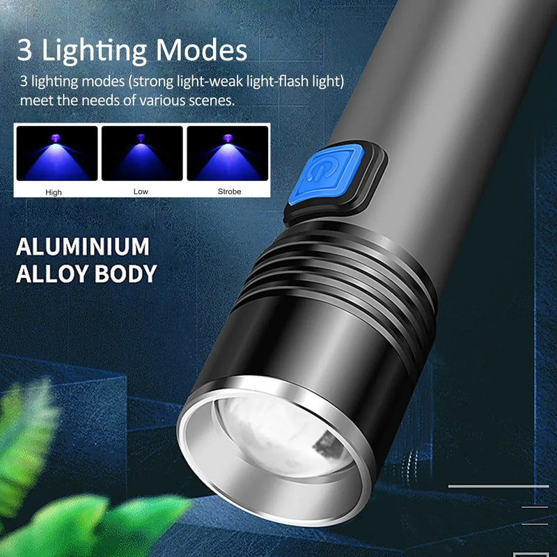 Rechargeable UV Blacklight Flashlight with Zoom