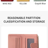 A collection of women's minimalist croc-embossed PU leather bifold wallets in various colors including pink, black, brown, ye