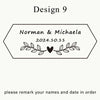Design 9 template featuring a framed design with the names Norman & Michaela and the date 2024.10.11