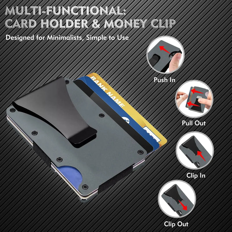 Slim RFID-Blocking Aluminum Wallet with Money Clip