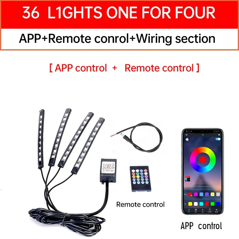 LED strip lights for motorcycles featuring app and remote control options