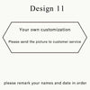 Design 11 template showing instructions to send a picture for customization and remarking names and date.