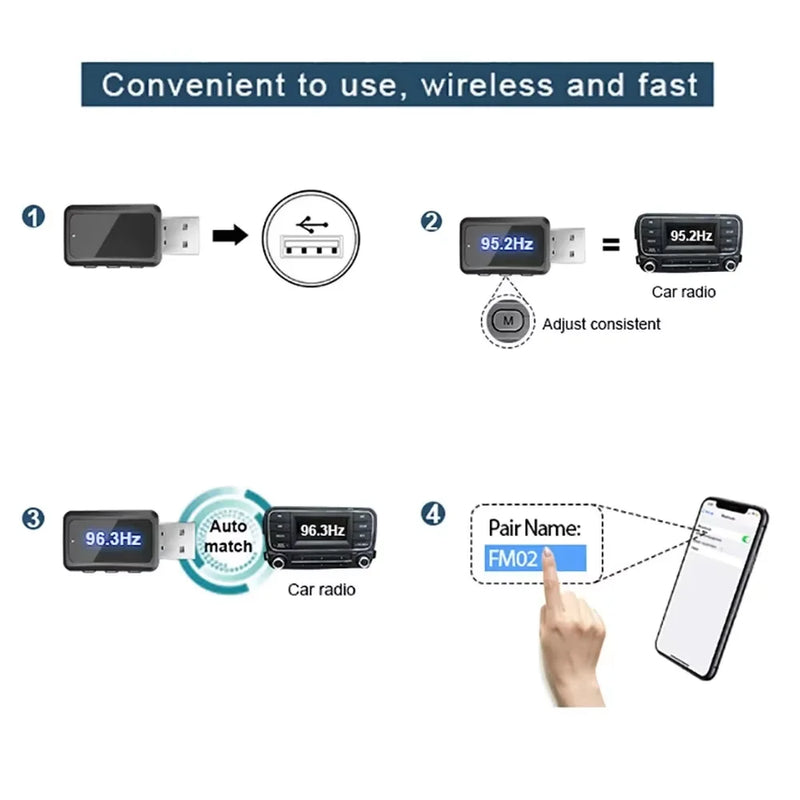 Wireless FM Car Transmitter with LED Display