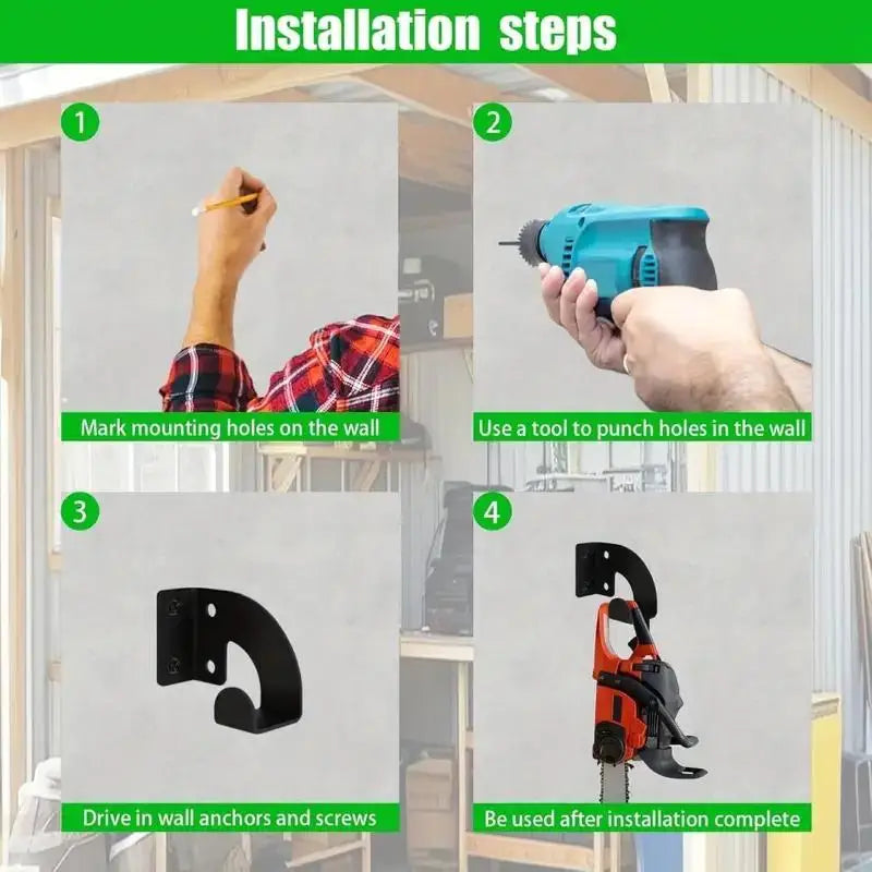 Heavy-Duty Chainsaw Wall Mount Hanger