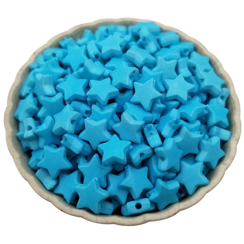 Star-Shaped Acrylic Loose Beads for Jewelry Making (9mm, 50-Piece Set)