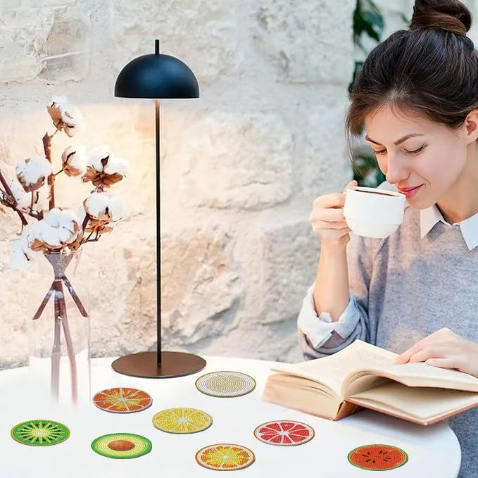 DIY Diamond Painting Wooden Coaster Set (8 Pieces)