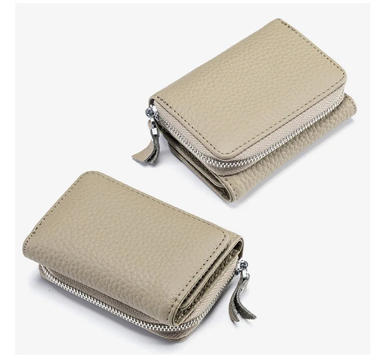 Genuine Leather Mini RFID Wallet for Women