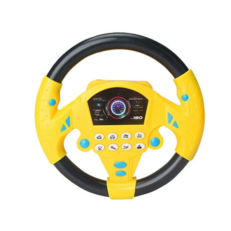 Yellow and black Montessori busy board DIY parts set for toddlers with a circular handle