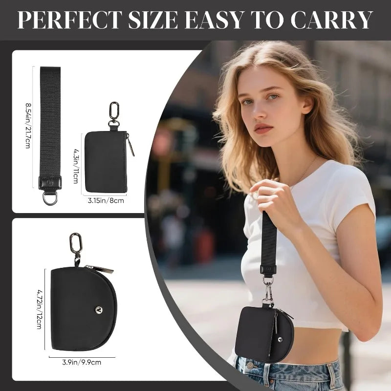 Mini Keychain Wallet with Wristlet Strap