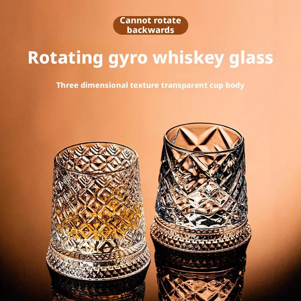 360° Rotating Whiskey Glasses (Set of 2) with Crystal Clear Glass