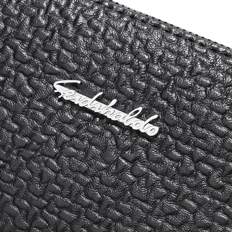 Men's Soft PU Leather Clutch Bag with Zipper Closure