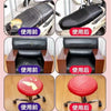 Before and after images showing the use of self-adhesive leather repair patches on furniture, car seats, and bags.