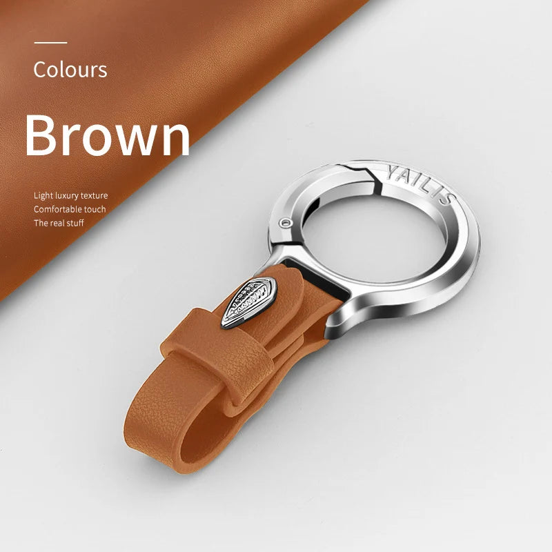 Premium Leather Keychain with Carabiner Clip