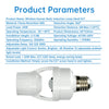 A white E27 lamp holder with a flexible arm and screw threads is shown for a wireless human body induction lamp.