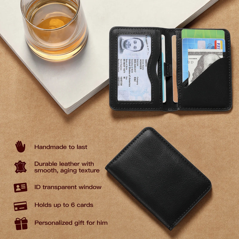 Slim RFID-Blocking Leather Front Pocket Wallet