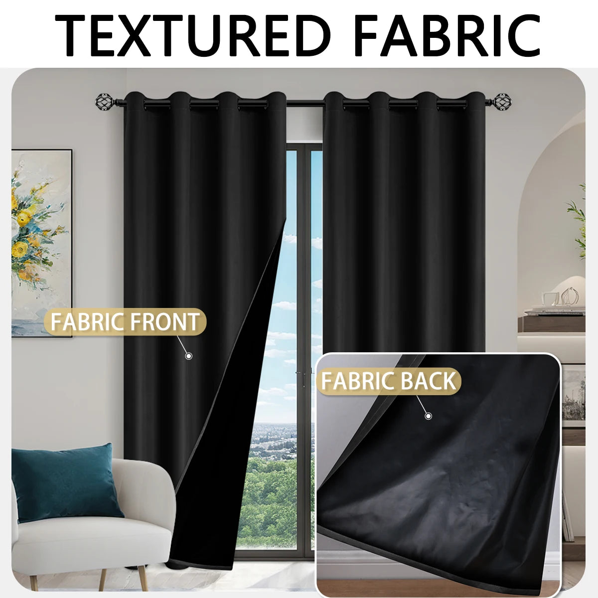 100% Blackout Solid Color Curtains for Bedroom and Living Room