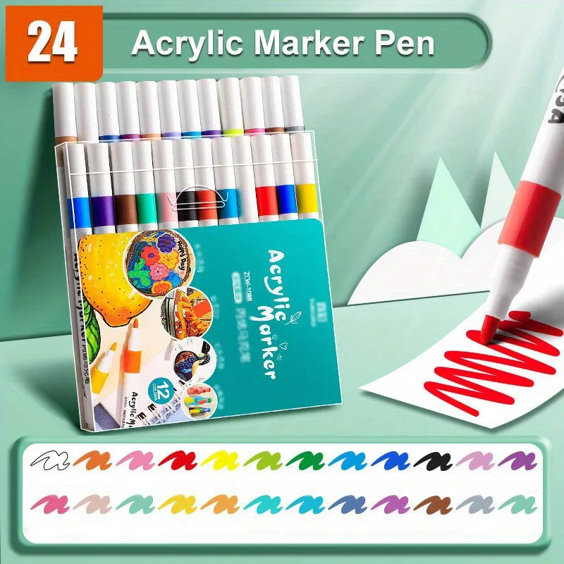 Acrylic Paint Markers Set with Fine Tip – Waterproof & Permanent for Art and DIY